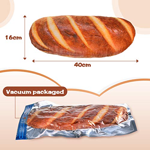 Jetec 2 Pieces 3D Simulation Bread Pillows, Plush Bread Shape Stuffed Funny Burrito Throw Pillow Soft Butter Toast Food Decoration for Office Home Cushions(16 Inch)