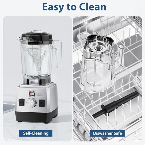 Aeitto Silver 68oz Blender with 1800W Power, 3 Preset Programs & 7 Speeds