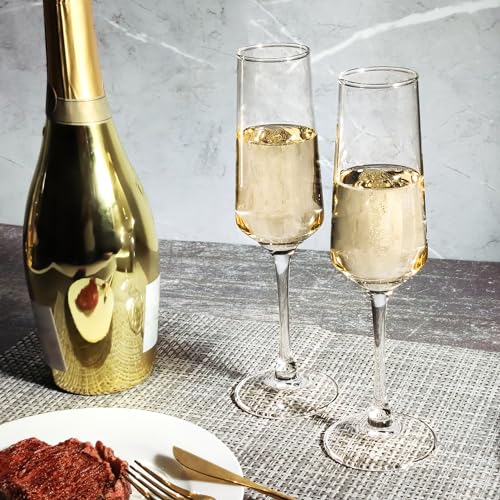 Set of 12 Champagne Flutes - Elegant Long Stem Sparkling Wine Glasses for Parties & Celebrations