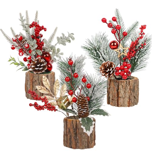 Lulu Home 3 Pcs Mini Christmas Tabletop Trees, Artificial Centerpiece