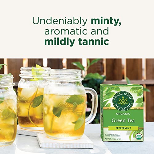 Organic Green Tea with Peppermint - Digestive & Nausea Relief, 96 Bags