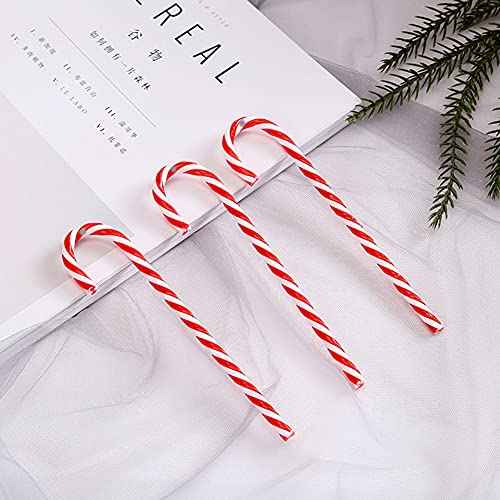 Christmas Candy Canes 32pcs Candy Canes Plastic Christmas Tree Hanging Ornaments with Approx 11yard Cord (red-5.1inch)