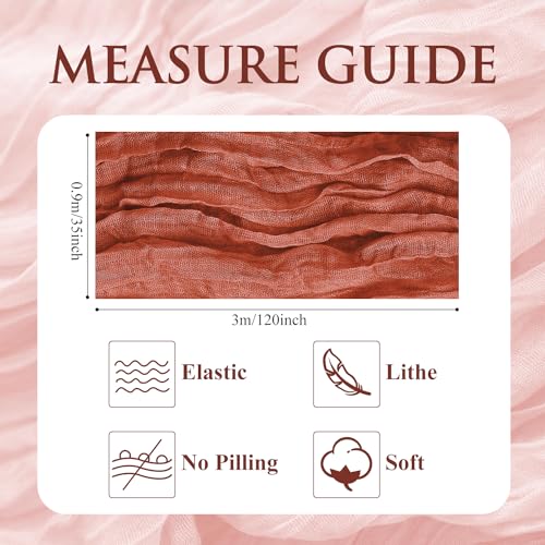 Fall Table Runner Cheesecloth 10FT Terracotta Boho Burnt Orange Gauze Cheese Cloth Rustic Sheer Table Runners for Wedding Bridal Baby Shower Party Decoration