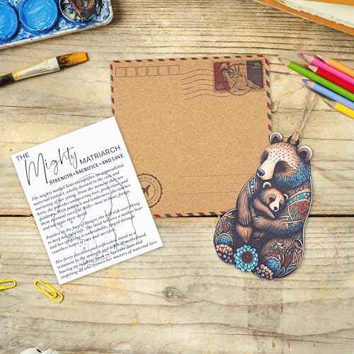 Mama Bear for mom, Mothers Mama Bear Cards with Hanging Ornament, Gifts for Grandmother,Aunt,Nonna, for Daughter,Grandma,Wife (Scand)