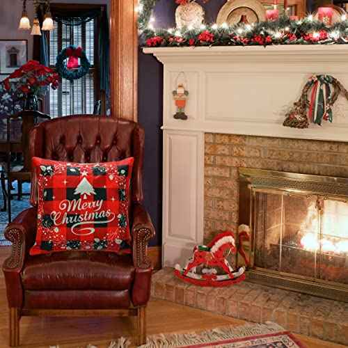 TDHDIKE Christmas Pillow Covers 18¡¿18 Inch Set of 4 Farmhouse Christmas Pillow Covers Christmas Pillow Cases for Sofa Couch Christmas Decorations Throw Pillow Covers
