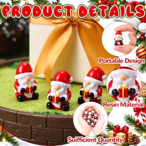 Christmas Mini Gnomes Figurines - 60 pcs Resin Santa Gnome Ornaments with Gift Box - Holiday Decor