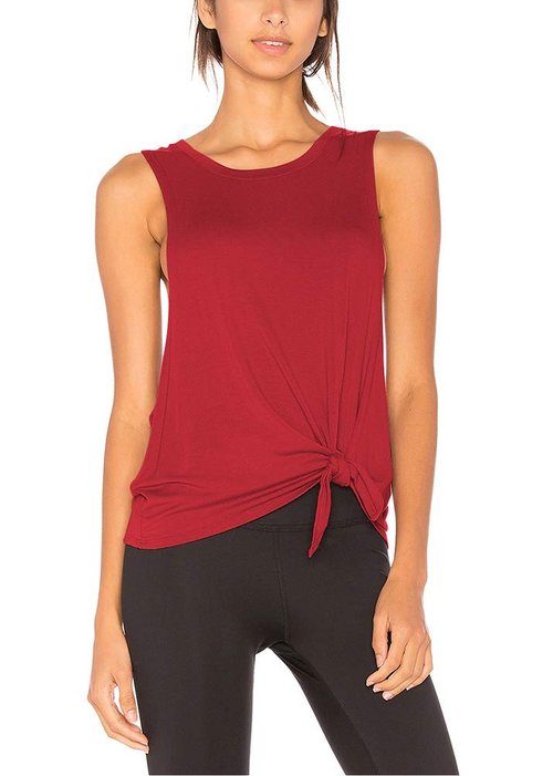 Bestisun Crop Workout Tops Yoga Clothes Sleeveless Activewear Athletic Gym Sports Shirts for Women Red XL
