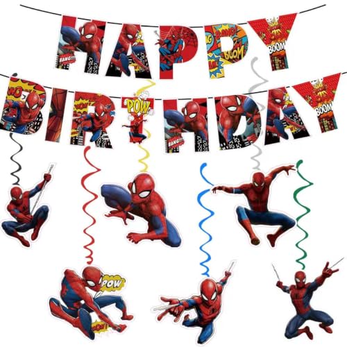 118 Pcs Spider Birthday Party Supplies Set with Banner, Plates, Cups, Napkins & Decorations