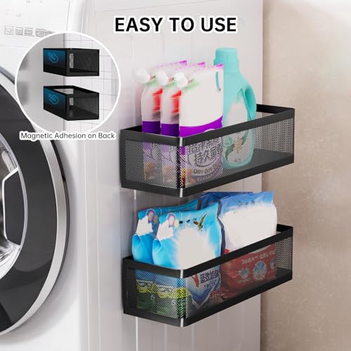 2-Pack Magnetic Wall Shelves for Laundry Room Storage - WOCUBEHOME