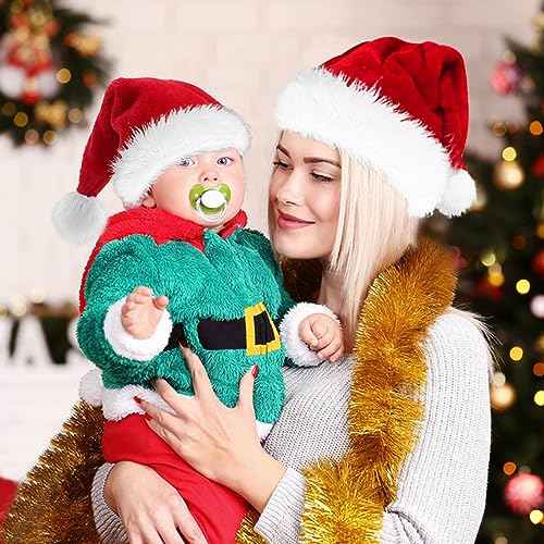 Haomaomao Santa Hat for Adults Christmas Hat Red Velvet Double-Layer Unisex Holiday Xmas Hats for New Year Festive Party