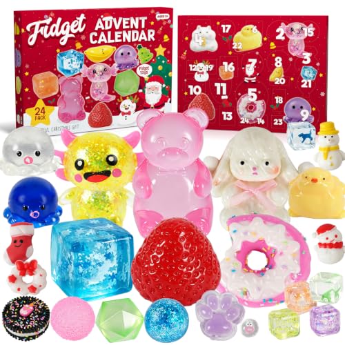 Christmas Advent Calendar 2026 with 24 Colorful Squishy Toys - Holiday Countdown Calendar for Kids & Teens