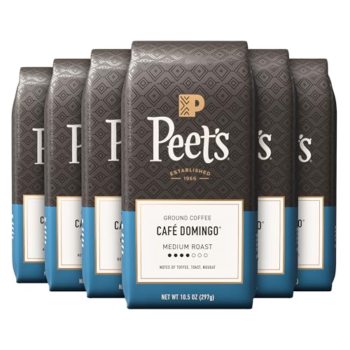 Peet's Coffee Ground Café Domingo Medium Roast 6-Pack, 10.5 oz Bags