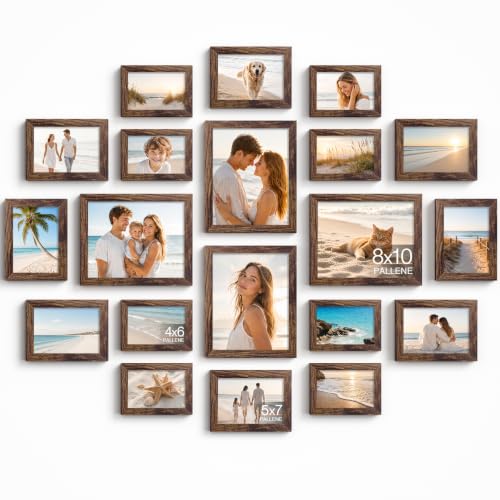 Pallene Collage Wall Picture Frames Set of 20 in Brown - Multi-Size Gallery Wall Decor