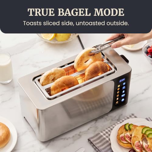 Elite Gourmet SmartToast Digital 4-Slice Toaster - Gloss Black, 1370W, Extra-Wide Slots