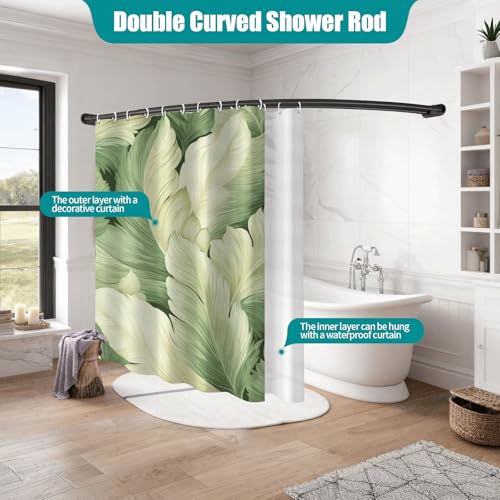 Anndason 42-72 Inch Black Double Curved Wall-Mounted Shower Curtain Rod - Adjustable Bathroom Space Saver