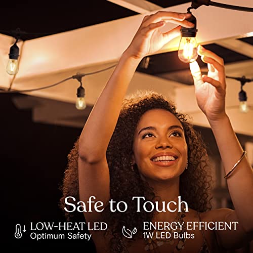 Brightech Ambience Pro LED Outdoor String Lights 48ft Soft White Dimmable Bulbs