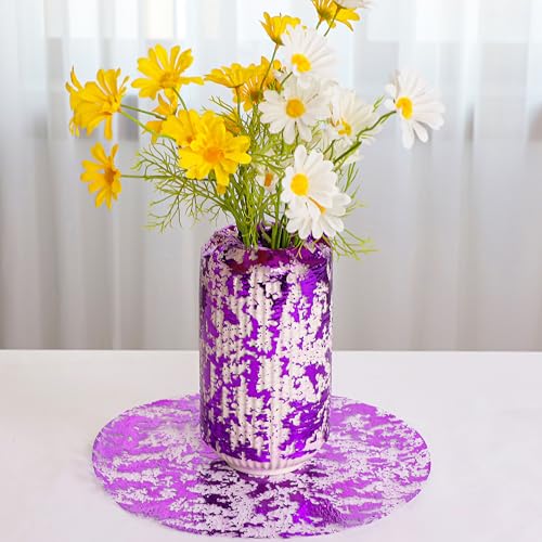 Snowkingdom Purple Glitter Metallic Foil Sequin Mesh Table Runner 49FT