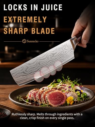 Sunnecko 7-Inch Nakiri Knife - All-Purpose Japanese Chef Knife for Vegetables & Meat