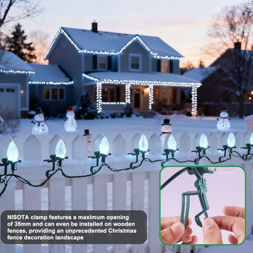 C7 C9 Outdoor Christmas Lights Clips, Adjustable & Quick, Green,100