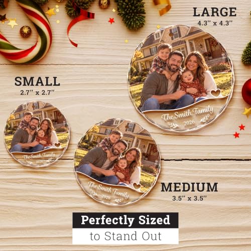 Personalized Christmas Ornament 2026 – Crystal Glass Photo Ornament, Soul Décor