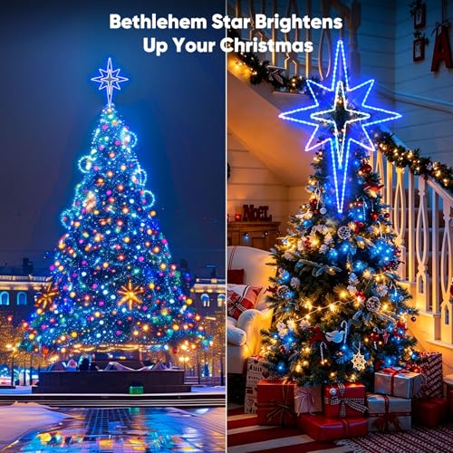 Bethlehem Star LED Light Sign, 43-Inch, Blue – Static Blue Light, Outdoor Christmas Decor