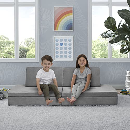 Delta Children Cozee 4-Piece Kids Play Sofa Lounger Set Grey