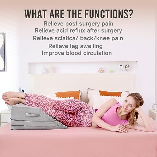 Jakoola 24" Adjustable 3-Height Leg Elevation Pillow for Blood Circulation & Swelling Relief