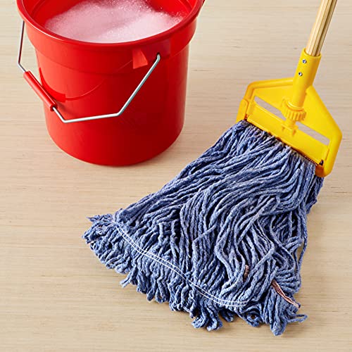 Amazon Basics Blue Large 5-Inch Loop-End Synthetic Mop Heads - 6-Pack
