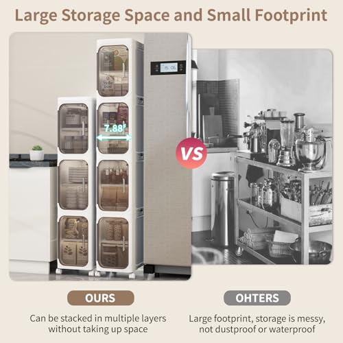 White 5-Tier Slim Bathroom Storage Cabinet - Foldable & Movable