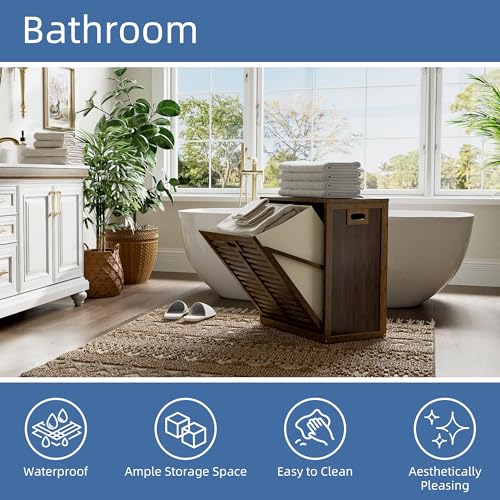 Bamboo Tilt Out Laundry Hamper Cabinet with Removable Basket - Walnut
