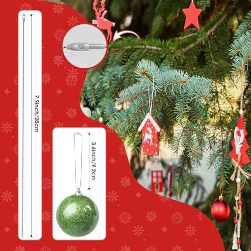 PureGuard Christmas Ornament String Hangers, 200 Pcs Christmas Tree Ornament String Hooks Precut Ornament Ribbon Hangers Locking Ropes for Halloween Christmas Decorations - Silver