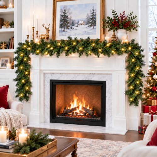 WQlittuK 9FT Pre-Lit Christmas Garland with Lights - C-220tips, Indoor & Outdoor Holiday Decor