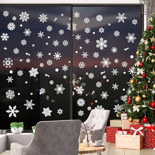 JMANNI Snowflake Window Clings, Christmas Window Clings 10 Sheets Window Sticker Decor Snowflakes Pictures for Doors, Glass Fronts, Christmas Decoration Reusable (Snowflake)