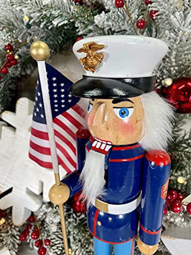 14" Marine Nutcracker - Handcrafted Santa's Workshop Decorative Figure