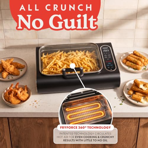 Gourmia 5-in-1 Electric Smokeless Grill & Air Fryer with Glass Lid