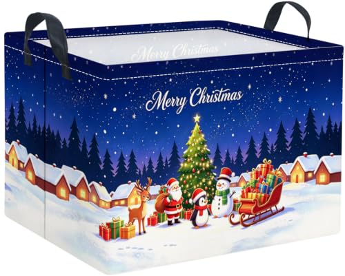 Christmas Night Rectangular Storage Basket - Festive Gift & Clothes Organizer
