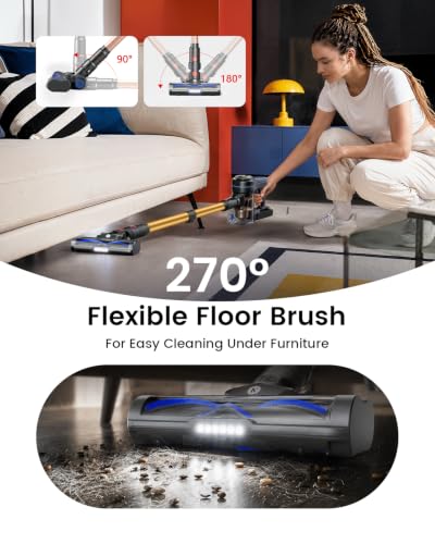 NADALY Blue Cordless Vacuum Cleaner, 580W 50KPa Stick Vacuum, 65-Minute Runtime, Anti-Tangle Brush, 1.8L Dust Cup for Home & Pet Hair