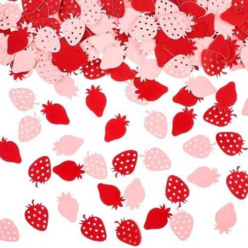 200PCS Strawberry Dot Confetti Scatters for Baby Shower, Bee Birthday, Wedding, Table, Wall, Christmas, Halloween, Thanksgiving Party Decoration Supplies (Red)