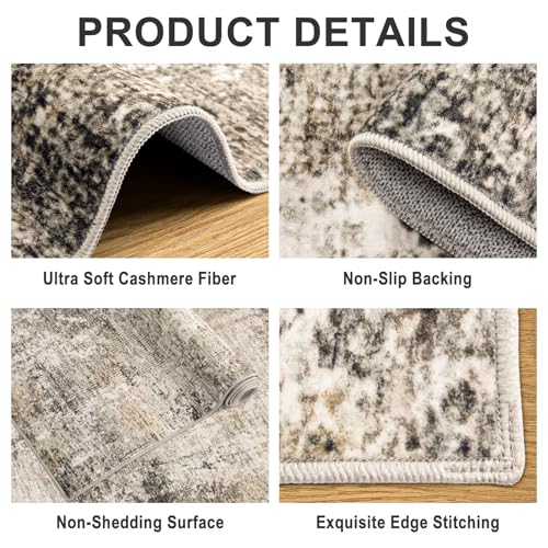 8x10 Abstract Washable Area Rug - Modern Living Room Carpet in Brown & Black Variation