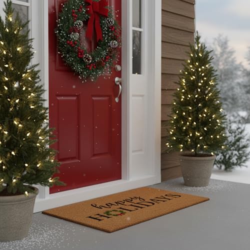 Calloway Mills Christmas Wreath Doormat 24x36 Durable Coir Holiday Rug