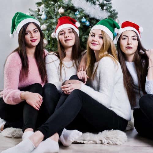 Fovths 48-Pack Christmas Santa Hats for Adults in Red & Green, Bulk Holiday Party Supplies