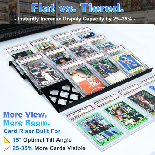 Diamond Grid 30 Modular Trade Card Risers - Black Acrylic Display Set