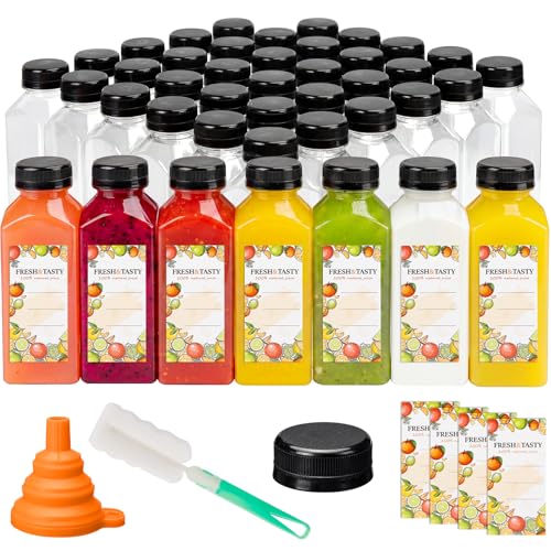 12oz Reusable Juice Bottles with Caps & Accessories - Durable Food-Grade PET, Pack of 45