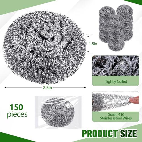 150 Pack Steel Wool Scrubbers - 2.5 Inch, 15 Gram, Classic Variation