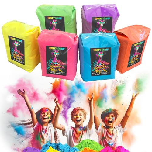 Party Goat 6-Color Bulk Holi Color Powder Pack – 18 lb for Color Runs & Events
