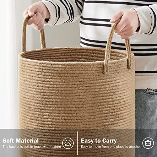 Large 72L Jute Laundry Hamper Basket - Tall Woven Rope Storage Bin for Bedroom & Nursery