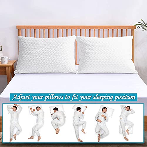 Memory Foam Pillows for Side Sleepers Set of 2 - Adjustable, Cooling & Washable