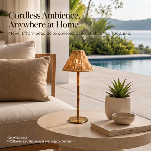 Bamboo Cordless LED Table Lamp – Rechargeable 24-Hour Battery,