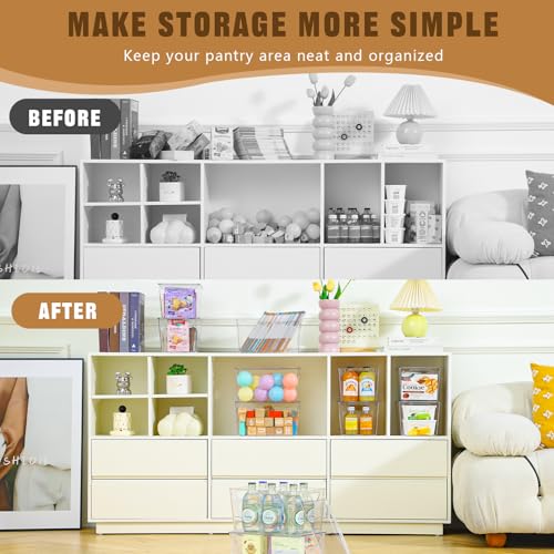 Large Clear Storage Bins with Lids - 6 Pack, 11.4 x 7.5 x 6 Inches Pantry Organizer