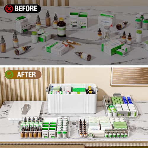 White 4-Tier Portable Medicine Organizer with Handle - First Aid Storage